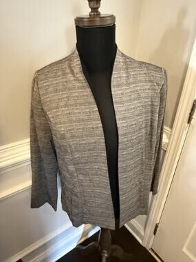 Perceptions Womens 16 Gray Open Front Jacket Cardigan
